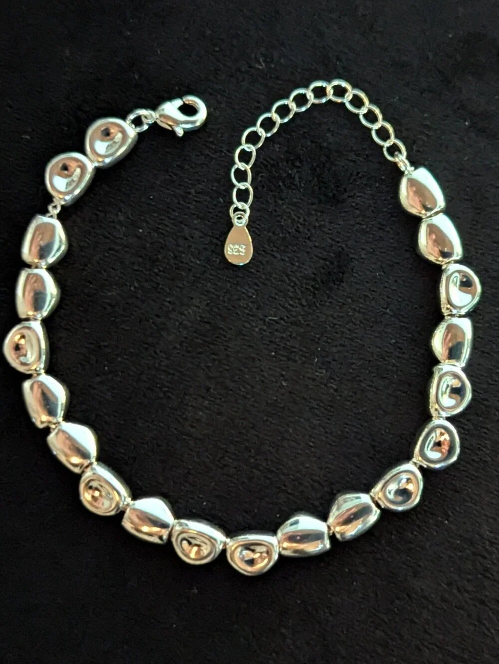 925 Solid Sterling Silver Beaded Pebbles Bracelet Minimalist Quiet Luxury